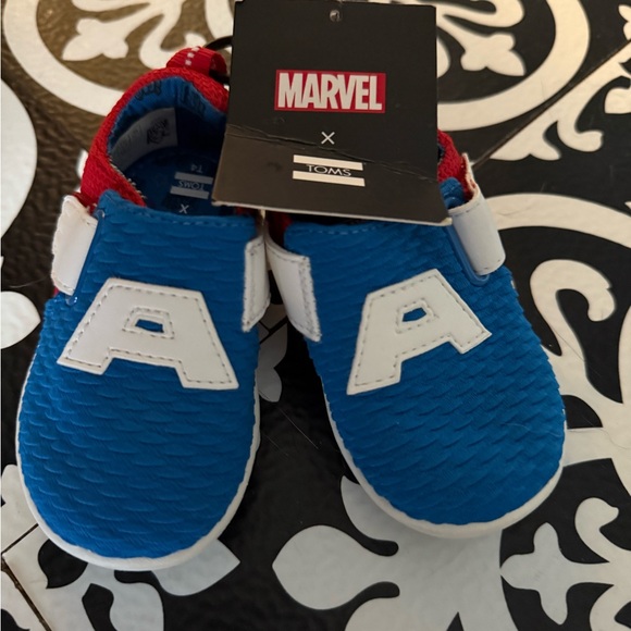 Toms Kids Blue and Red Superhero Sneakers - Picture 1 of 5